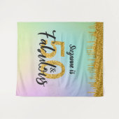 50歳の輝かしいパーティー ゴールドの写真用背景ボード タペストリー (正面(横))