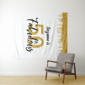 50歳の輝かしいパーティー ゴールドの写真用背景ボード タペストリー (インサイチュ(横))