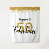 50歳の輝かしいパーティー ゴールドの写真用背景ボード タペストリー (正面)