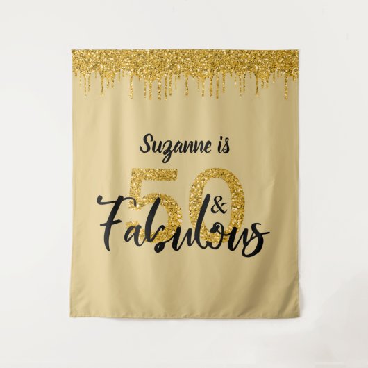 50歳の輝かしいパーティー ゴールドの写真用背景ボード タペストリー (正面)