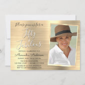 50歳の輝きを添えたエレガントなゴールド写真 招待状 (正面)