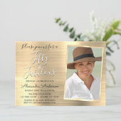 50歳の輝きを添えたエレガントなゴールド写真 招待状 (スタンド正面)