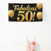 50歳の輝き ゴールドグリッター誕生日パーティーバナー 横断幕 (インサイチュ)