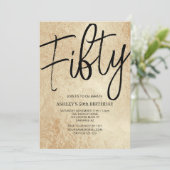50歳の金ゴールドとブラック50歳の誕生日パーティーへの招待 招待状 (スタンド正面)