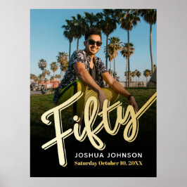 50歳の金ゴールド黒写真50歳の誕生日 ポスター