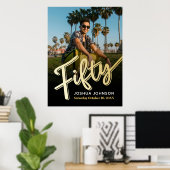 50歳の金ゴールド黒写真50歳の誕生日 ポスター (ホームオフィス)