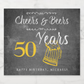 50歳の面白い誕生日スクリプトお祝いとビール ビールラベル (シングルラベル)