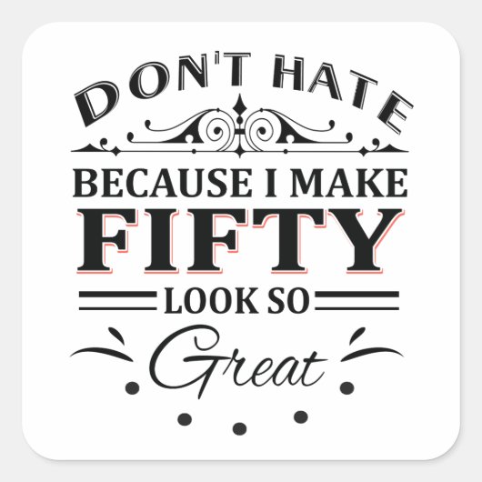 50歳のTシャツ スクエアシール (正面)