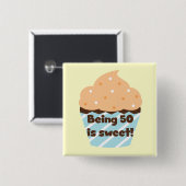 50歳はTシャツとギフトが大好き 缶バッジ (正面&裏面)