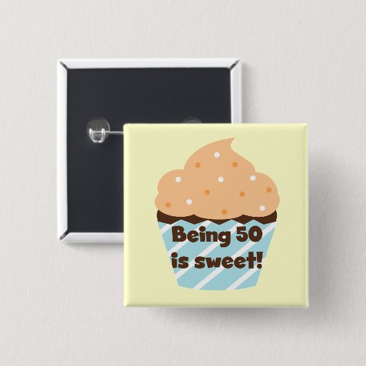 50歳はTシャツとギフトが大好き 缶バッジ (正面&裏面)