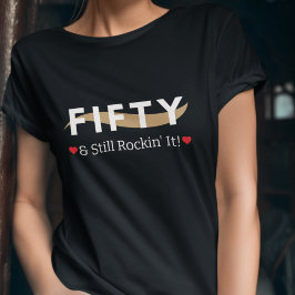 50歳もまだまだロックオン！タイポグラフィー オーダーメイド バースデー トライブレンドＴシャツ