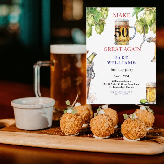 50歳をすばらしく Beer 誕生日パーティー 招待状