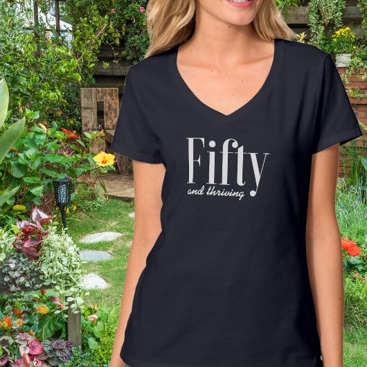 50歳を迎えても元気 Typography シンプル モダン オリジナル Tシャツ