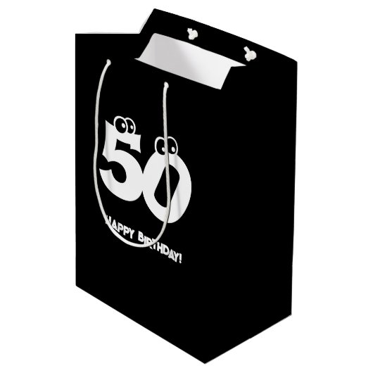 50歳アイボール文字誕生日抱き枕 ミディアムペーパーバッグ (裏面アングル)