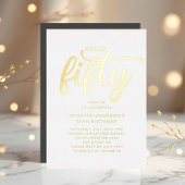 50歳エレガントと素晴らしい50番目の誕生日金ゴールド 箔招待状