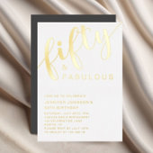 50歳エレガントと素晴らしい50誕生日 箔招待状