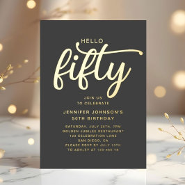 50歳エレガントと素晴らしい50誕生日 箔招待状