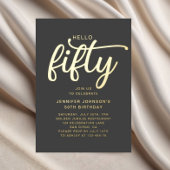 50歳エレガントと素晴らしい50誕生日 箔招待状