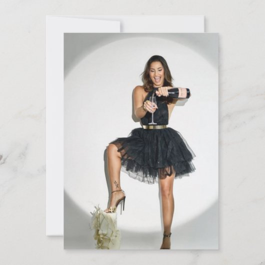 50歳エレガントの誕生日バラ金ゴールド赤面写真 招待状 (裏面)