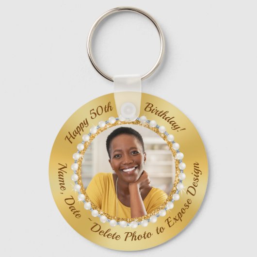 50歳エレガントの誕生日パーティーが女性を応援 キーホルダー (正面)