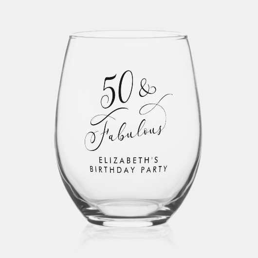 50歳エレガントの誕生日パーティー ステムなしワイングラス (正面)