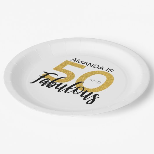 50歳エレガントの誕生日パーティー ペーパープレート (アングル)
