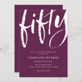50歳エレガントモダン誕生日パーティーの招待状 招待状 (正面/裏面)