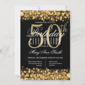 50歳エレガント誕生パーティーが金ゴールドと黒を輝かせる 招待状 (正面)