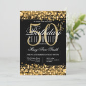 50歳エレガント誕生パーティーが金ゴールドと黒を輝かせる 招待状 (スタンド正面)