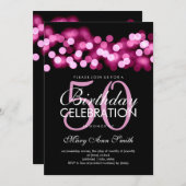 50歳エレガント誕生パーティーピンクハリウッドグラム 招待状 (正面/裏面)