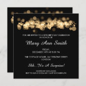 50歳エレガント誕生パーティ金ゴールド《写真》ぼけ味灯 招待状 (正面/裏面)