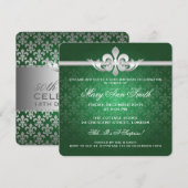 50歳エレガント誕生パーティ(紋章の)フラ・ダ・リグリーン 招待状 (正面/裏面)