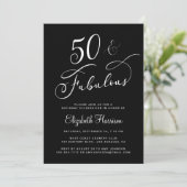 50歳エレガント誕生日パーティブラック 招待状 (スタンド正面)