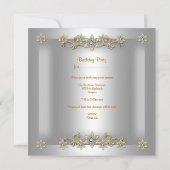 50歳エレガント誕生日パーティーシルバー金ゴールドダイヤモンド 招待状 (裏面)