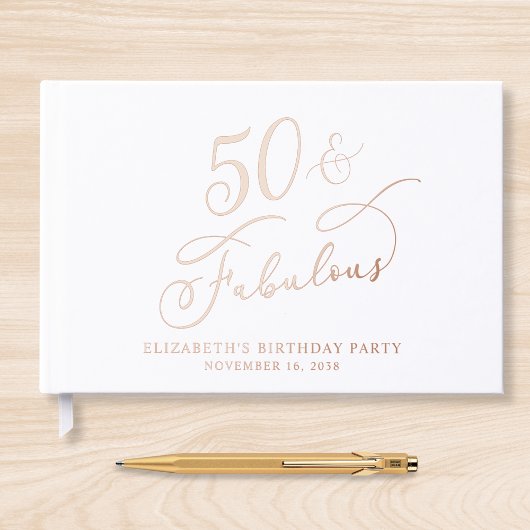 50歳エレガント誕生日パーティーバラ金ゴールド ゲストブック