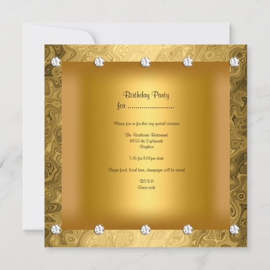 50歳エレガント誕生日パーティーピアノヴィンテージ 招待状 (裏面)