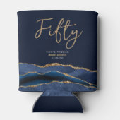 50歳エレガント誕生日パーティーブルー金ゴールドアゲート 缶クーラー (裏面)