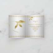 50歳エレガント誕生日パーティーホワイト金ゴールドフローラ 招待状 (内部)