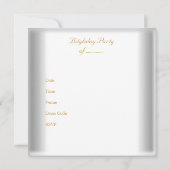 50歳エレガント誕生日パーティーホワイト金ゴールド 招待状 (裏面)