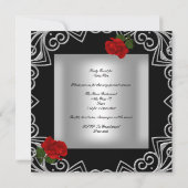 50歳エレガント誕生日パーティー赤ローズシルバーデコ 招待状 (裏面)