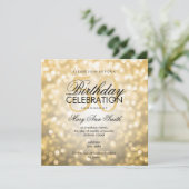50歳エレガント誕生日パーティー金ゴールドグリッター灯 招待状 (スタンド正面)