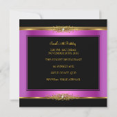 50歳エレガント誕生日パーティー金ゴールドピンクブラック 招待状 (裏面)