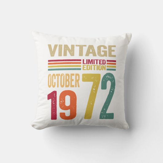 50歳ギフトヴィンテージ1972年10月 クッション (正面)