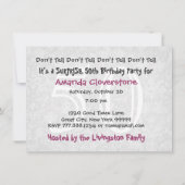 50歳サプライズ誕生日パーティー グレーとピンク T302A 招待状 (裏面)