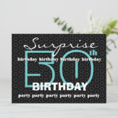 50歳サプライズ誕生日パーティー 青 黒 星 E521 招待状 (スタンド正面)