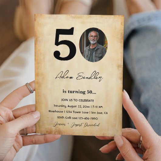 50歳シンプルのエレガント誕生日パーティー 招待状