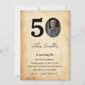 50歳シンプルのエレガント誕生日パーティー 招待状 (正面)