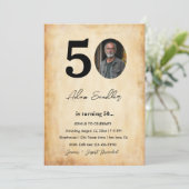 50歳シンプルのエレガント誕生日パーティー 招待状 (スタンド正面)