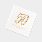 50歳スタイリッシュ金モダン金パーソナライズされた 箔ナプキン (左)