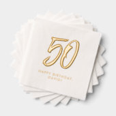 50歳スタイリッシュ金モダン金パーソナライズされた 箔ナプキン (インサイチュ (積み重ね))